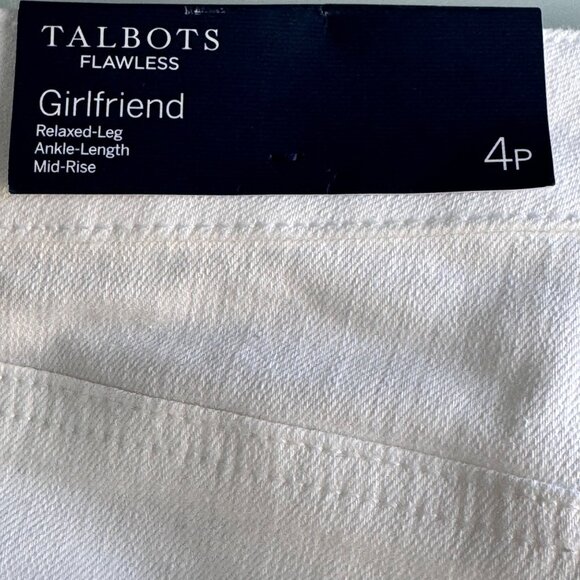 Talbots Flawless White Girlfriend Jeans 4P Ankle Length Mid-Rise Relaxed-Leg $95 - Picture 7 of 10